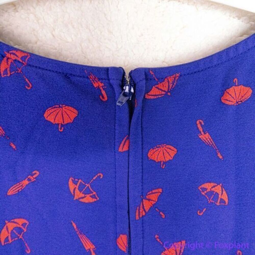 Unique Vintage GB Umbrella Print Navy Dress, plus‎ size 1X - Picture 16 of 16